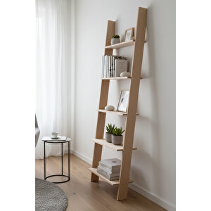 Ahşap Merdiven 5 Raflı Kitaplık, Dekoratif Düzenleyici