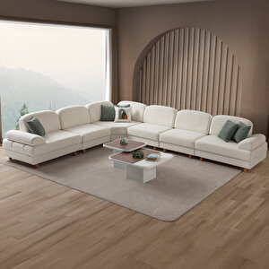 Aries Modüler Köşe Koltuk Takımı Xl Beyaz Beyaz