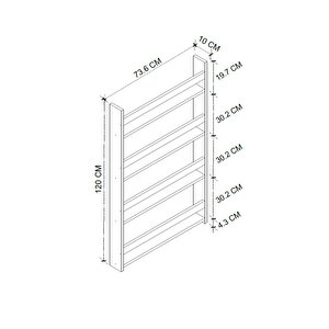 4 Raflı 120 X 74 Cm Montessori Kitaplık Eğitici Çocuk Kitaplığı Safir Meşe