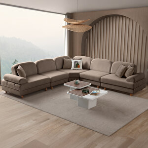 Aries Modüler Köşe Koltuk Takımı L Kahverengi Kahverengi