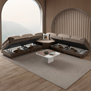 Aries Modüler Köşe Koltuk Takımı L Kahverengi Kahverengi