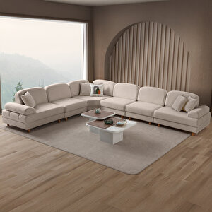 Aries Modüler Köşe Koltuk Takımı Xl Sütlü Kahve Sütlü Kahve