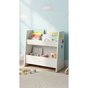 Montessori Ahşap Çok Amaçlı 2 Bölmeli Kitaplık, Düzenleyici