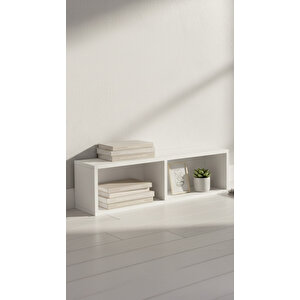 Elmas Dekoratif İkili Çok Amaçlı Yatay Raf, Kitaplık