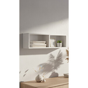 Elmas Dekoratif İkili Çok Amaçlı Yatay Raf, Kitaplık