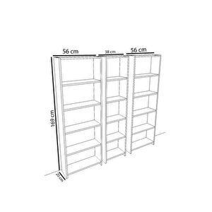 5 Raflı Geniş Kitaplık - Beyaz