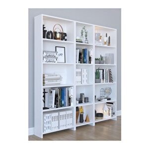 5 Raflı Geniş Kitaplık - Beyaz