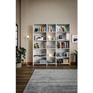 Kzy Mobilya 5 Raflı Geniş Kitaplık - Beyaz