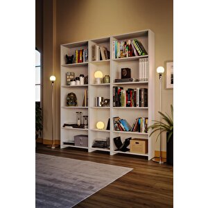 Kzy Mobilya 5 Raflı Geniş Kitaplık - Beyaz