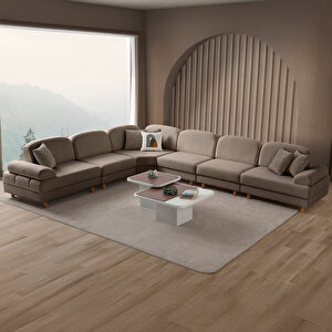 Aries Modüler Köşe Koltuk Takımı Xl Kahverengi Kahverengi