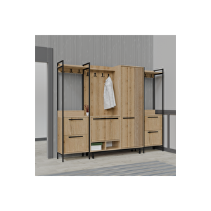 Abre X-plaza Lux Portmanto Askılıklı Modern Vestiyer Takımı Meşe