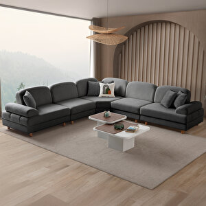 Aries Modüler Köşe Koltuk Takımı L Antrasit Antrasit