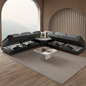 Aries Modüler Köşe Koltuk Takımı L Antrasit Antrasit