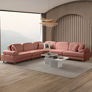 Aries Modüler Köşe Koltuk Takımı L Pembe Pembe