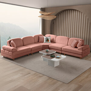 Aries Modüler Köşe Koltuk Takımı L Pembe Pembe