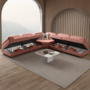 Aries Modüler Köşe Koltuk Takımı L Pembe Pembe