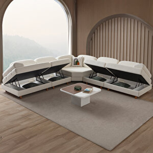 Aries Modüler Köşe Koltuk Takımı L Beyaz Beyaz