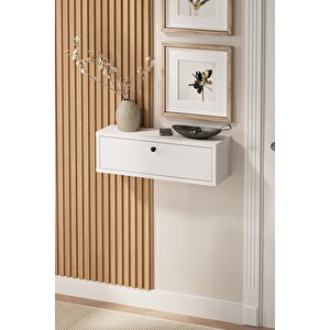 Duvara Monte Dresuar 2 Bölmeli Dresuar Kapaklı Konsol 60 Cm Antre Hol Sude Beyaz