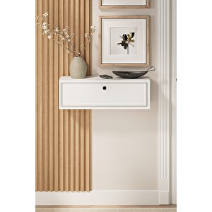 Duvara Monte Dresuar 2 Bölmeli Dresuar Kapaklı Konsol 60 Cm Antre Hol Sude Beyaz