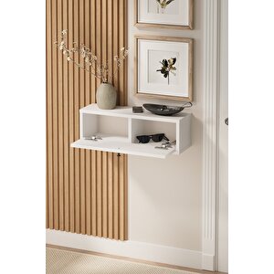 Duvara Monte Dresuar 2 Bölmeli Dresuar Kapaklı Konsol 60 Cm Antre Hol Sude Beyaz