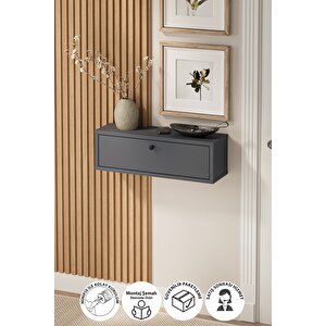 Duvara Monte Dresuar 2 Bölmeli Dresuar Kapaklı Konsol 60 Cm Antre Hol Sude Antrasit