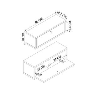 Duvara Monte Dresuar 2 Bölmeli Dresuar Kapaklı Konsol 60 Cm Antre Hol Sude Antrasit