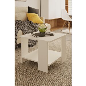 Line Orta Sehpa 55*55 Çok Amaçlı Sehpa Beyaz