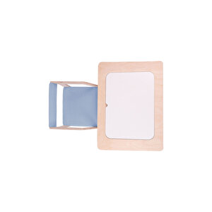 Montessori Çocuk Ahşap Oyun Etkinlik Çalışma Masası,saklama Alanlı,mavi Sandalye