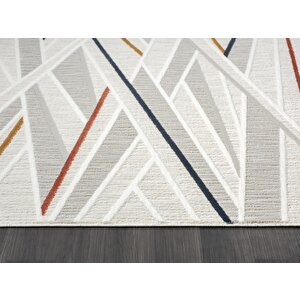 Sümer Sm013a Krem Renli Halı Renkli Geometrik Desenli Dekoratif Modern Antialerjik Salon Halısı