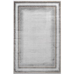 Vogue?vg006g Gri Çerçeveli Modern Renk Desen 100?tarak Viskon Salon Halısı İpek Serisi 300x400 cm