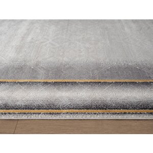 Vogue?vg006g Gri Çerçeveli Modern Renk Desen 100?tarak Viskon Salon Halısı İpek Serisi 300x400 cm