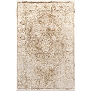 Vogue?vg002k Kahve Klasik Göbekli Desen Modern Renk 100?tarak Viskon Salon Halısı İpek Serisi 100x200 cm