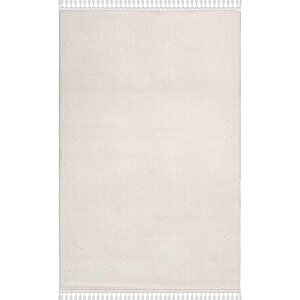 Rölyef Joy Krem Kaymaz Taban Kesme Halı Yolluk Pon Pon 80x200 cm