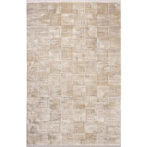 Vogue?vg003a Bej Gri Modern Renk Desen 100?tarak Viskon Salon Halısı İpek Serisi 200x290 cm
