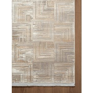 Vogue?vg003a Bej Gri Modern Renk Desen 100?tarak Viskon Salon Halısı İpek Serisi