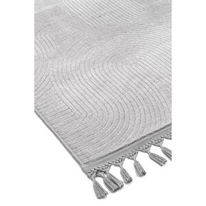 Rölyef Joy Krem Kaymaz Taban Kesme Halı Yolluk Pon Pon 150x500 cm