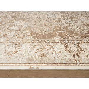 Vogue?vg002k Kahve Klasik Göbekli Desen Modern Renk 100?tarak Viskon Salon Halısı İpek Serisi 100x300 cm