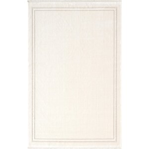 Fresco Fc002w Beyaz Çerçeveli Halı Modern Desen 100 Tarak Viskon Parlak Yumuşak İpek Serisi 100x300 cm