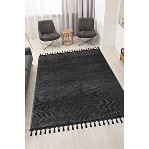 Rölyef Joy Krem Kaymaz Taban Kesme Halı Yolluk Pon Pon 80x200 cm