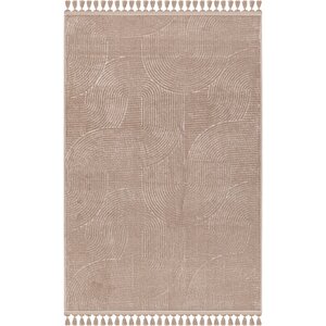 Rölyef Joy Krem Kaymaz Taban Kesme Halı Yolluk Pon Pon