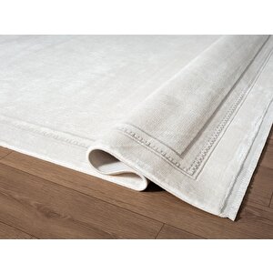 Fresco Fc002w Beyaz Çerçeveli Halı Modern Desen 100 Tarak Viskon Parlak Yumuşak İpek Serisi