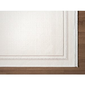 Fresco Fc002w Beyaz Çerçeveli Halı Modern Desen 100 Tarak Viskon Parlak Yumuşak İpek Serisi