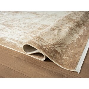 Cosmos Cs003b Bej Halı Modern Detaylı Pamuk Taban Viskon Tozuaz Salon Yatak Odası Koridor Halısı 240x340 cm