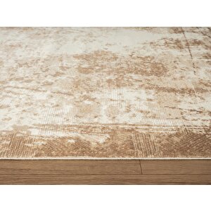 Cosmos Cs003b Bej Halı Modern Detaylı Pamuk Taban Viskon Tozuaz Salon Yatak Odası Koridor Halısı