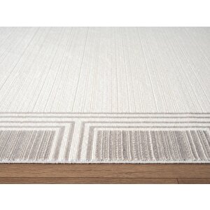 Fresco Fc005g Gri Çerçeveli Halı Modern Desen 100 Tarak Viskon Parlak Yumuşak İpek Serisi 160x230 cm