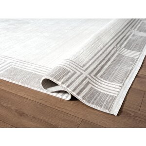 Fresco Fc005g Gri Çerçeveli Halı Modern Desen 100 Tarak Viskon Parlak Yumuşak İpek Serisi