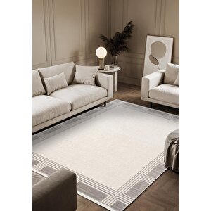 Fresco Fc005g Gri Çerçeveli Halı Modern Desen 100 Tarak Viskon Parlak Yumuşak İpek Serisi 100x300 cm