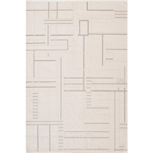 Leon Ln004a Krem Halı Modern Desen Pamuk Taban Akrilik Tozuaz Salon Yatak Odası Koridor Halısı 120x180 cm