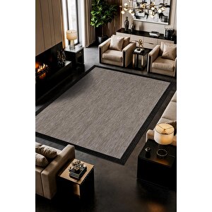 Zeen Ze001g Sisal Gri Siyah Kolay Temizlenebilir Makinede Yıkanabilir Mutfak Halısı Pamuk Taban 100x200 cm