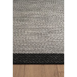 Zeen Ze001g Sisal Gri Siyah Kolay Temizlenebilir Makinede Yıkanabilir Mutfak Halısı Pamuk Taban 100x200 cm